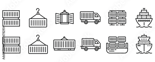 Logistics and transportation icons for shipping and delivery
