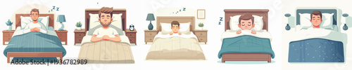 vector of a man sleeping on the bed