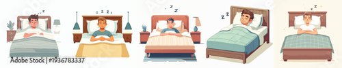 vector of a man sleeping on the bed