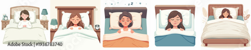 vector of a woman sleeping on the bed