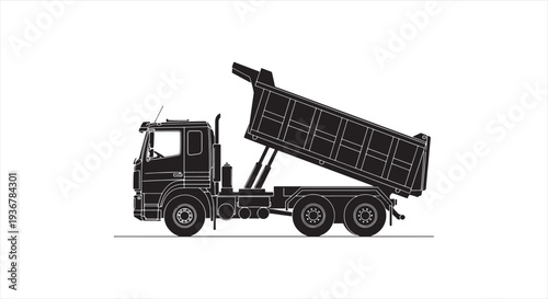 Dump Truck Blueprint – Heavy Construction Vehicle CAD Technical Drawing