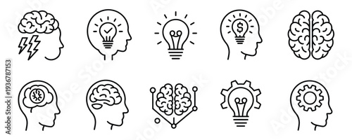 Innovative business concepts and mental health symbols