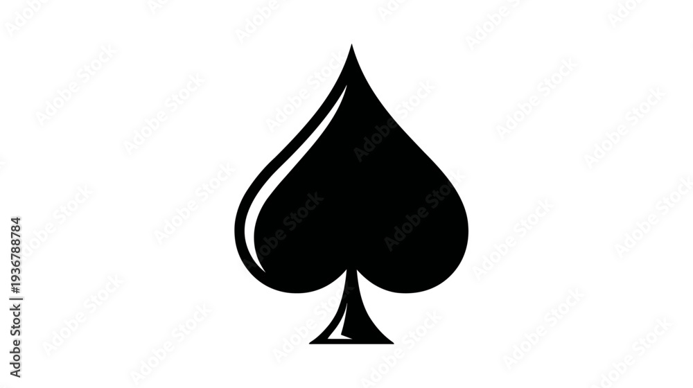 Fototapeta premium Black Spade Card Suit Vector Icon Symbol Isolated on White Background. Classic playing card graphic element for gaming and design.
