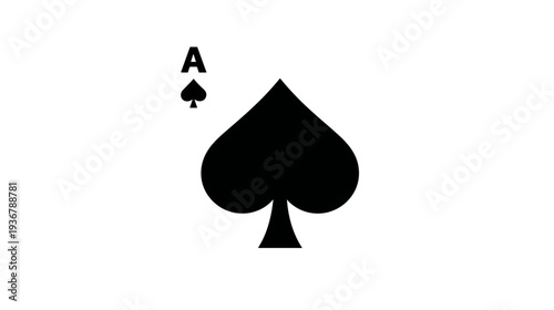 Black Ace of Spades playing card symbol graphic icon illustration isolated on white background for game design