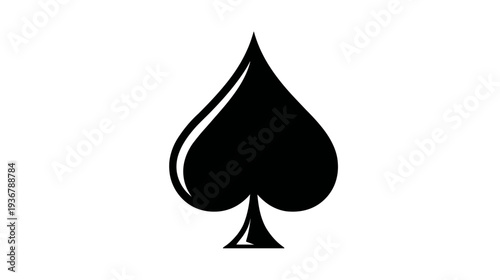 Black Spade Card Suit Vector Icon Symbol Isolated on White Background. Classic playing card graphic element for gaming and design.