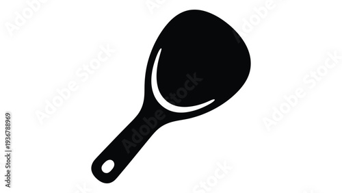 Black Rice Paddle Spoon Icon Silhouette on White Background Cooking and Serving Tool