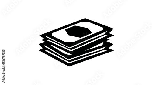 Stack of cards icon, black and white vector symbol for games, events, tickets, or membership.