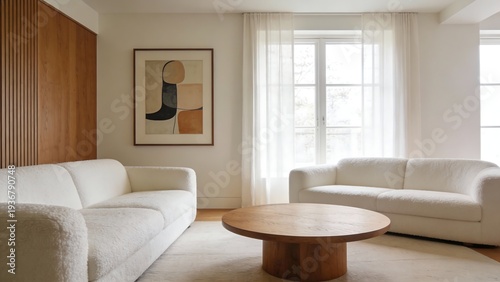Modern Minimalist Living Room with Abstract Art