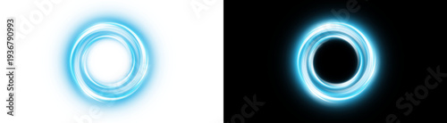 Fotografía PNG image of A dynamic blue glowing light ring with a vibrant swirling effect creating an abstract energy portal on transparent background
