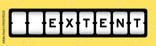 Black color in word extent on slot banner with yellow color background