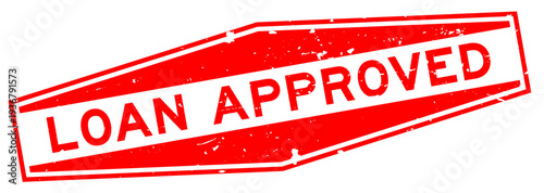 Grunge red loan approved word hexagon rubber seal stamp on white background