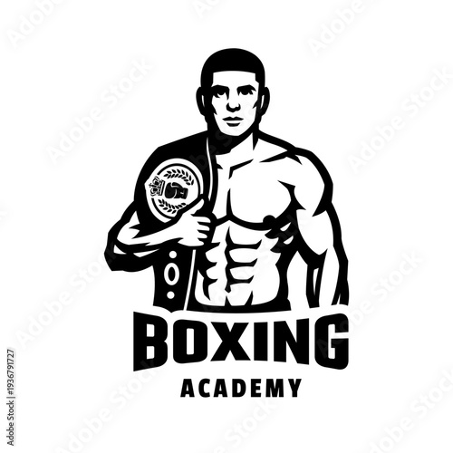 A boxer with a championship belt.