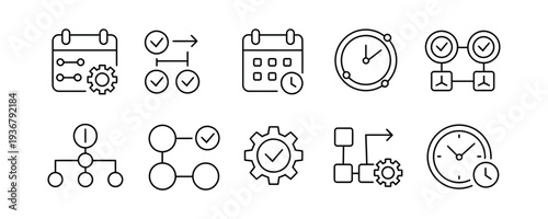 Business productivity icons for efficient workflow management
