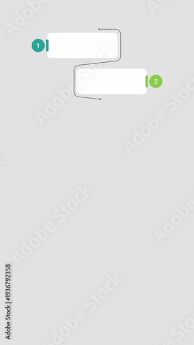 animated video of business infographics white rectangle shape 8 steps, with multicolor  label for workflow, presentation, vertical 4k animation