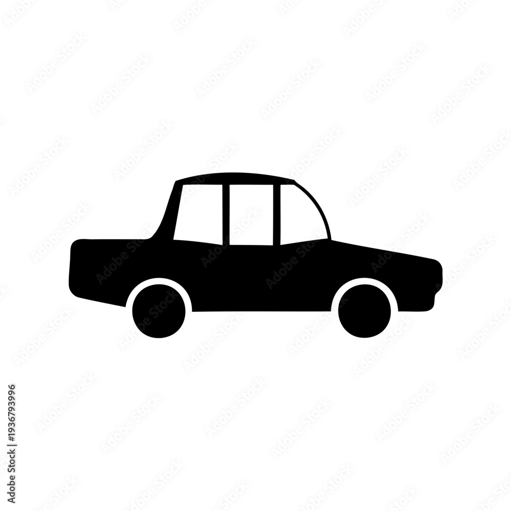 Fototapeta premium Simple black car silhouette icon representing a basic automobile for various design purposes Vector, illustration