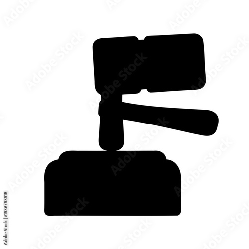 Symbol of justice and authority represented by a classic gavel and sound block silhouette Vector, illustration