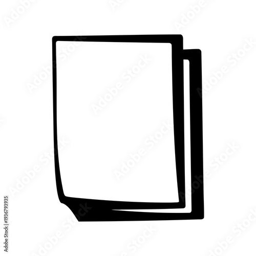 Stylized icon of two blank sheets of paper with a slight curl, symbolizing documents or files Vector, illustration