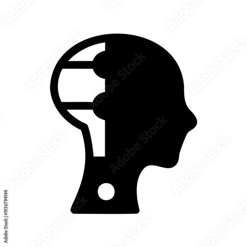 Artificial intelligence concept showing a human head with intricate internal circuitry Vector, illustration