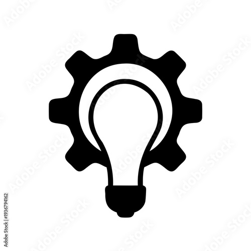 Innovative idea and engineering solution symbol with a light bulb and gear icon Vector, illustration