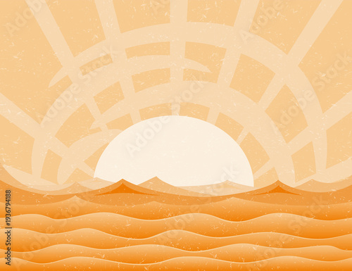 The desert landscape with sun.