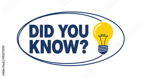 This dynamic vector illustration features a bold 'Did you know?' question with an illuminated lightbulb icon, perfect for engaging presentations, educational materials, or trivia content designs.
