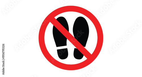 Clear vector graphic illustration depicting a universal prohibition sign against stepping or walking in a designated area for safety