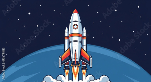 Rocket Launching into Space from Earth.