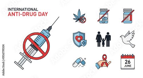 International Anti Drug Day Symbols.