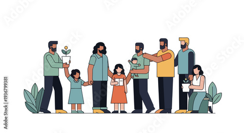 Diverse Family Group Illustration People.