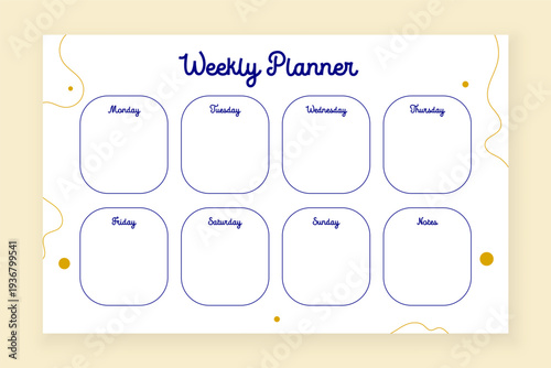 weekly todo list organizer template for business desk or wall