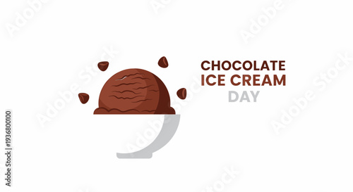 Chocolate Ice Cream Scoop in Bowl.