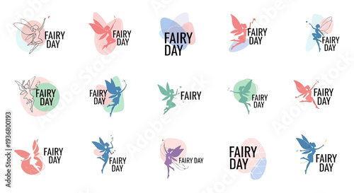Colorful Fairy Illustrations with Fairy Day Text.