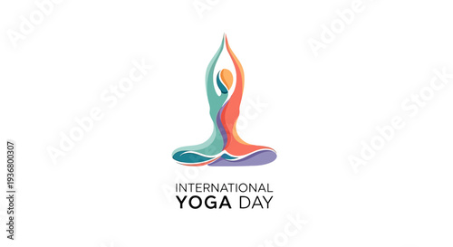 Colorful Yoga Pose Logo Design Element.