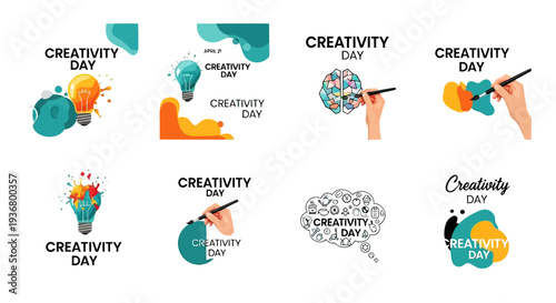 Creativity Day Illustrations with Artistic Elements.