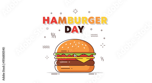 Hamburger Illustration for National Hamburger Day.