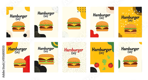 Hamburger Posters with Various Design Elements.
