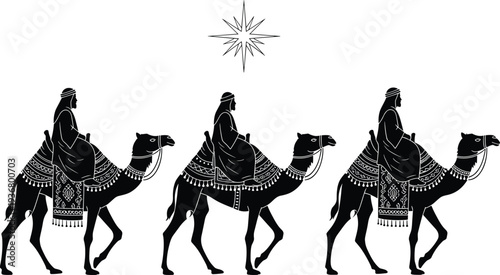 Magi, kings, Christmas, nativity, star, Bethlehem, religious, silhouettes, epiphany, Christian gifts, biblical, holiday, faith, journey.