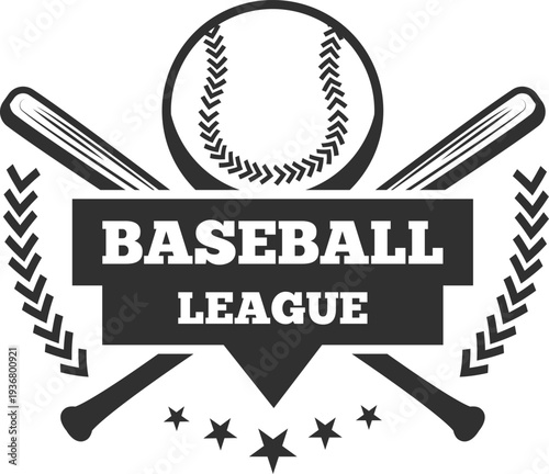 Baseball league emblem. Black sport team logo