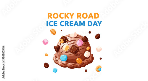 Rocky Road Ice Cream with Colorful Toppings.