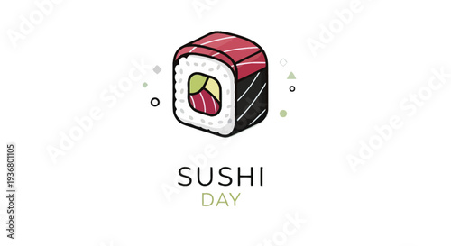 Sushi Roll with Salmon Illustration Design.