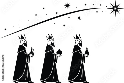 Magi, kings, Christmas, nativity, star, Bethlehem, religious, silhouettes, epiphany, Christian, gifts, biblical, holiday, faith, journey.