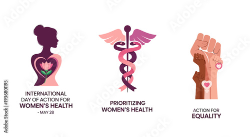 Women Health Equality Silhouette Graphics Illustration.
