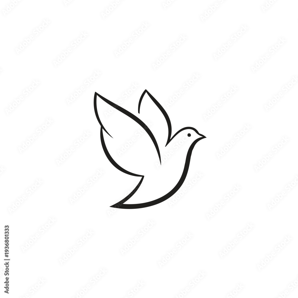 Obraz premium Simple Line Drawing of Dove in Flight.