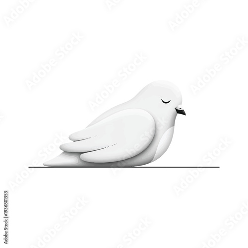 White Dove Figurine with Closed Eyes.
