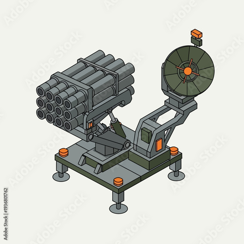 Missile Launcher System with Radar Antenna.