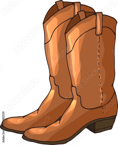 Cowboy boots color icon. Leather traditional footwear