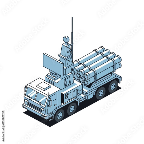 Military Truck with Missile Launcher System.