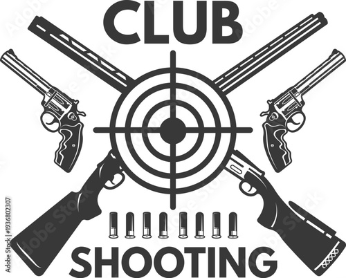 Shooting gun club black logo. Weapon label