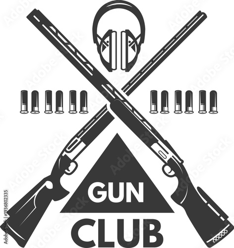 Gun club logo. Shooting sport black emblem