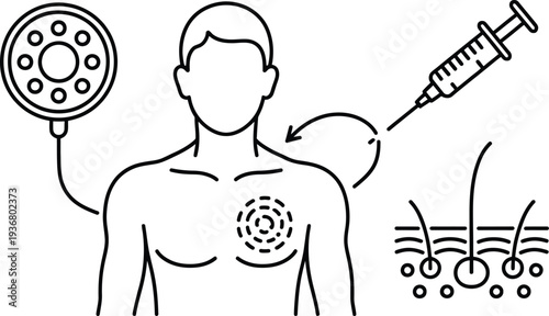 Medical Treatment Concept With Syringe And Skin Cells